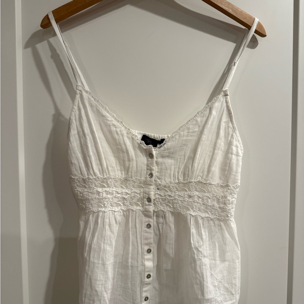 Zara White Lace Trim Tank Top